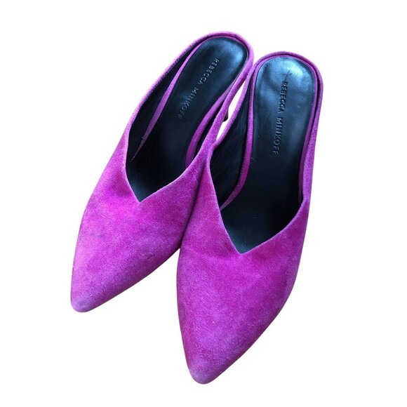 Rebecca Minkoff Slip On Mule 3.5" Heels Fuchsia Pink Suede Womens Size 7.5 - Picture 2 of 10